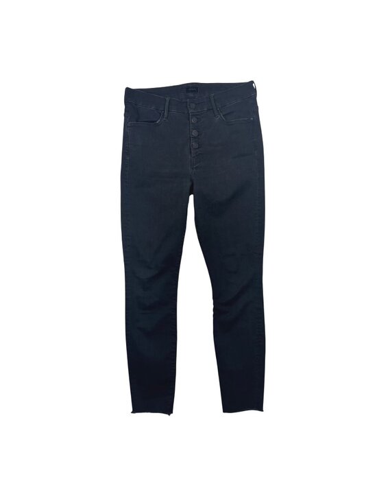 MOTHER Denim - Mother 29 The Pixie Ankle Fray Jeans Button Fly Black Denim